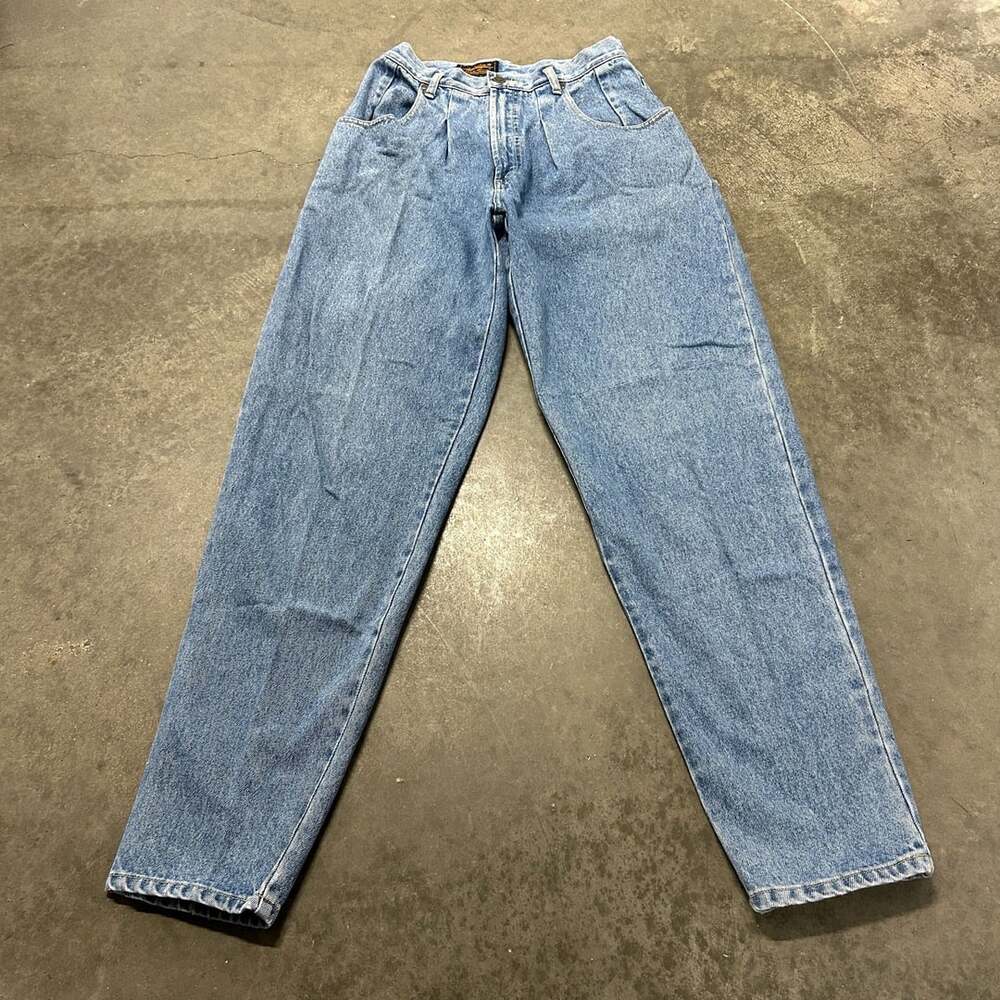 Eddie Bauer Pleated Jeans Size 10 Tall Light Wash High Rise Mom Denim